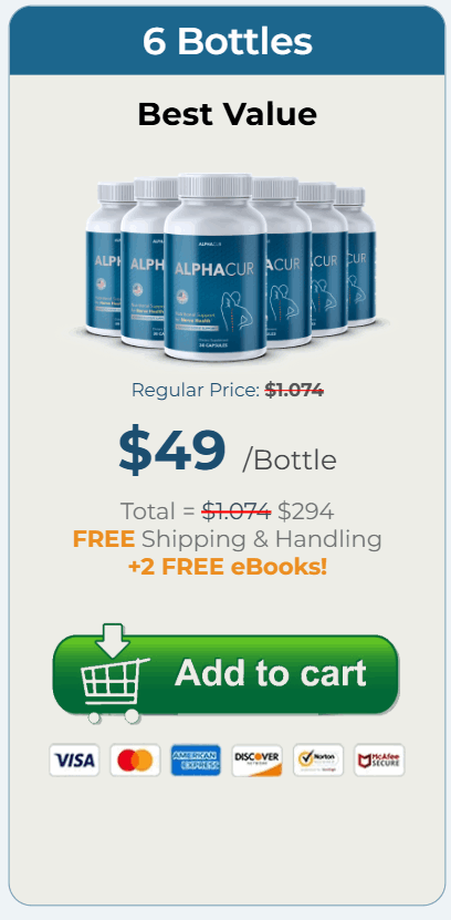 AlphaCur 180-Day Supply 6-Bottle Pack – Order Now for sustained nerve relief, linking to official vendor site